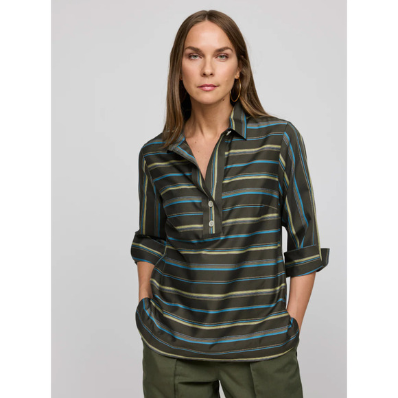 HINSON WU CHARLOTTE 3/4 SLEEVE VARIEGATED SATIN STRIPE SHIRT SIZE SMALL 1610915 - Picture 1 of 6